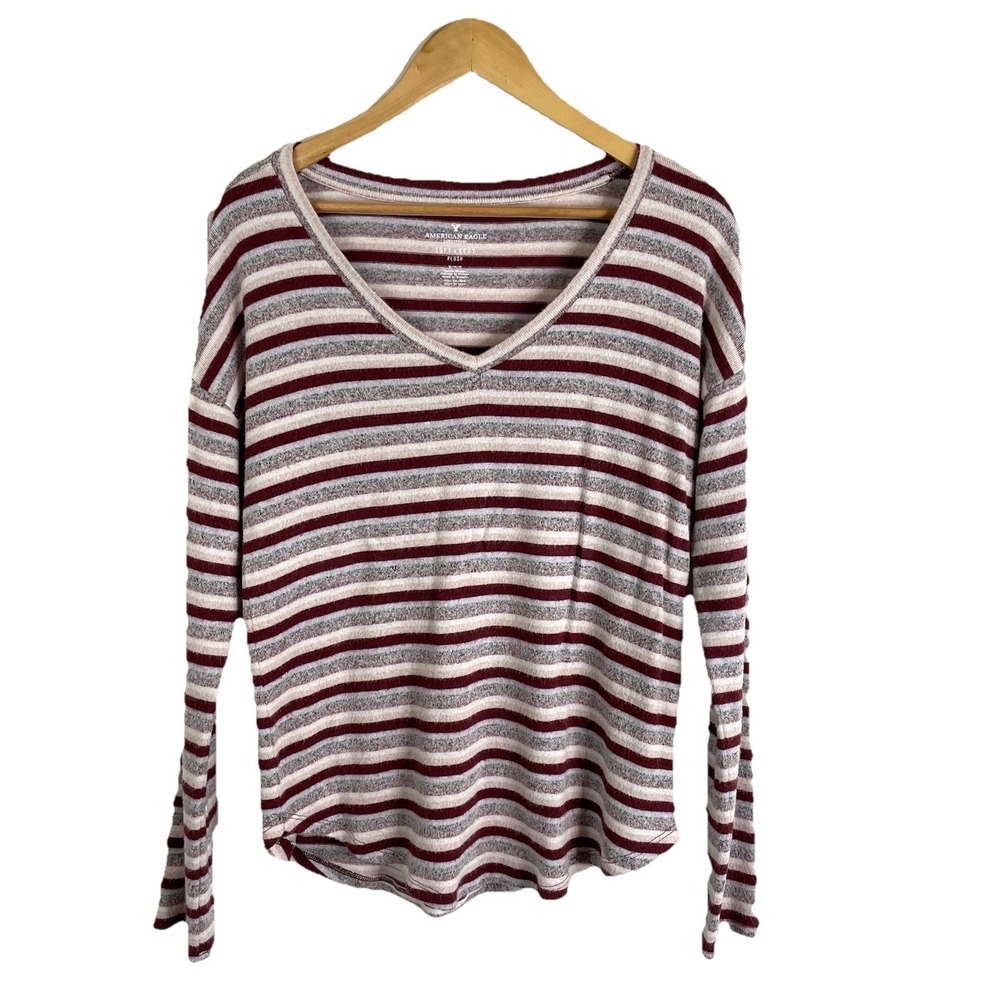American Eagle Outfitters Top Womens Medium M Soft & Sexy Plush Striped Shirt